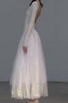 marc le bihan 21907 white backless long-sleeved ballet dress
